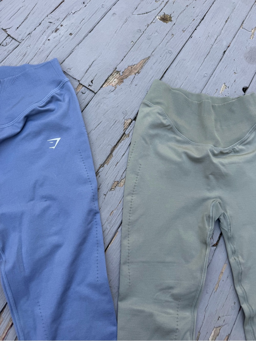 Gymshark 2 Seamless Leggings - Blue and Sage - Picture 5 of 6